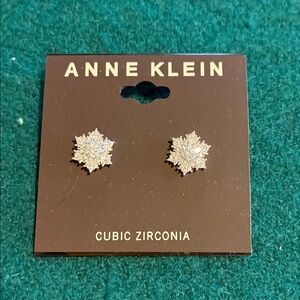 Anne Klein Silver Starburst Earrings